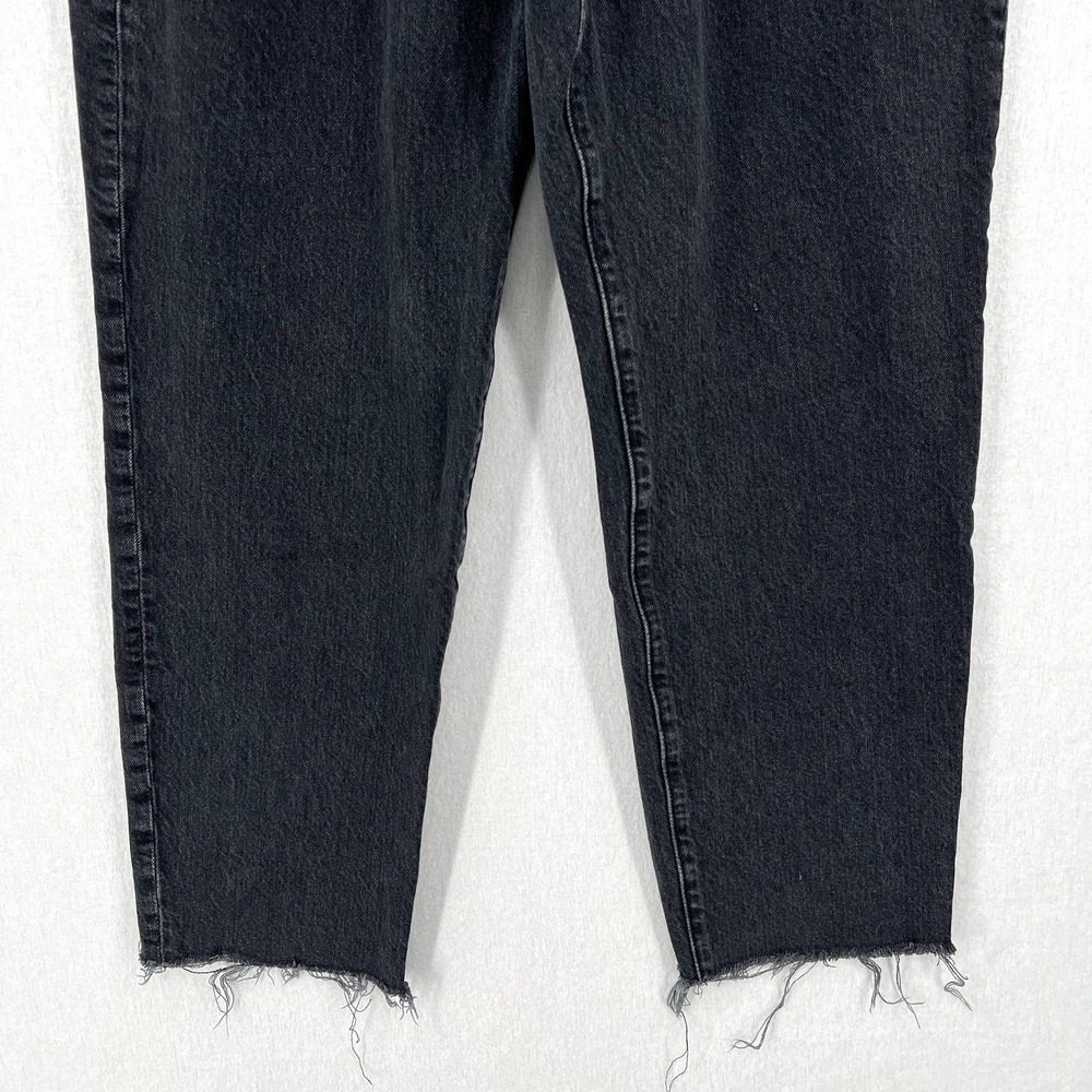 ABERCROMBIE & FITCH Mom Jeans Womens 27 4 Black High Rise Paperbag Tapered Raw - Picture 6 of 14